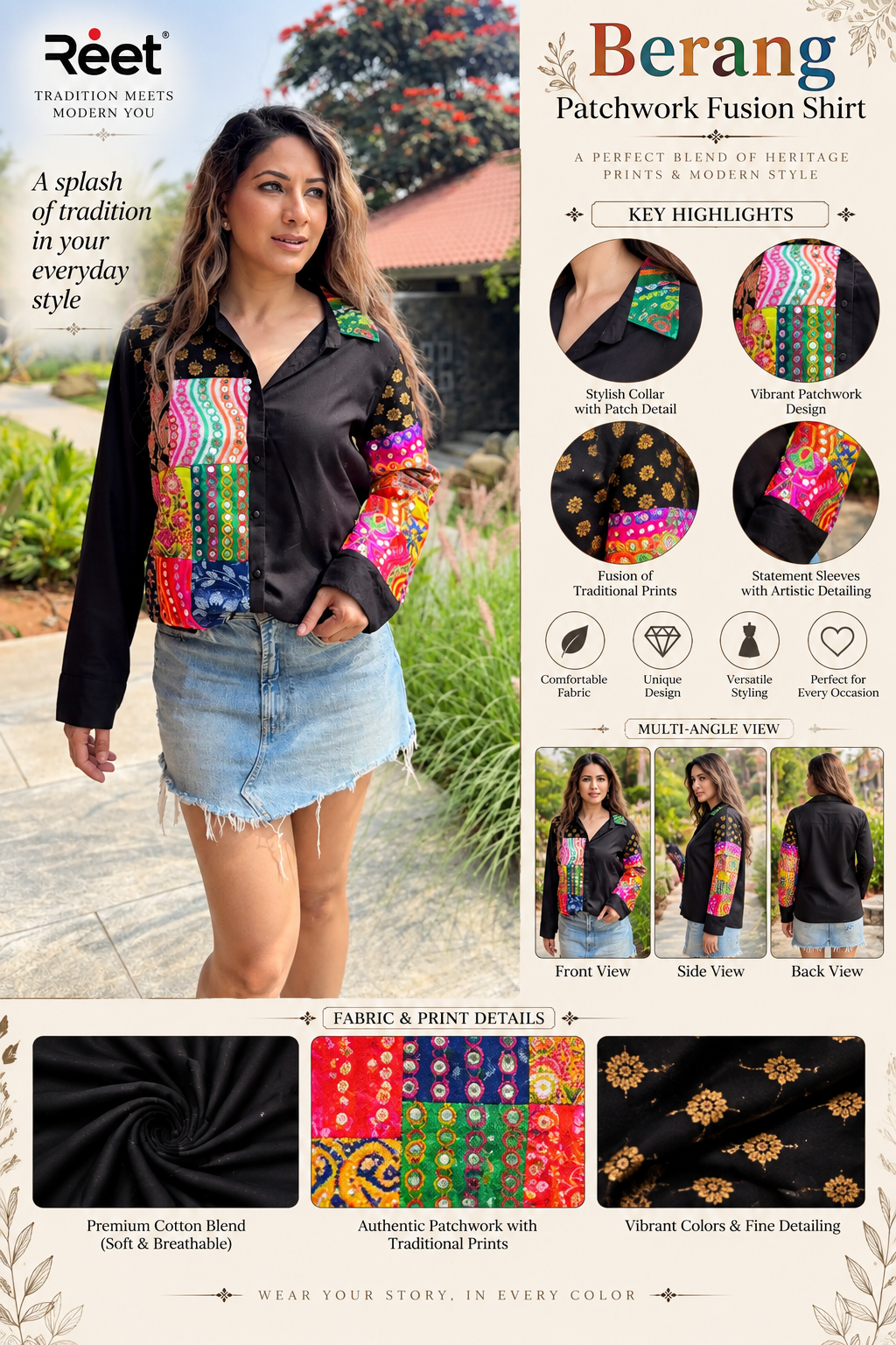 Woman Berang Patchwork Fusion Shirt