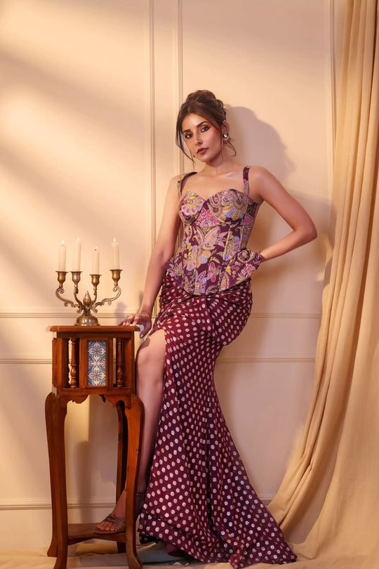 Shahi Ada Purple Embroidered Corset Top