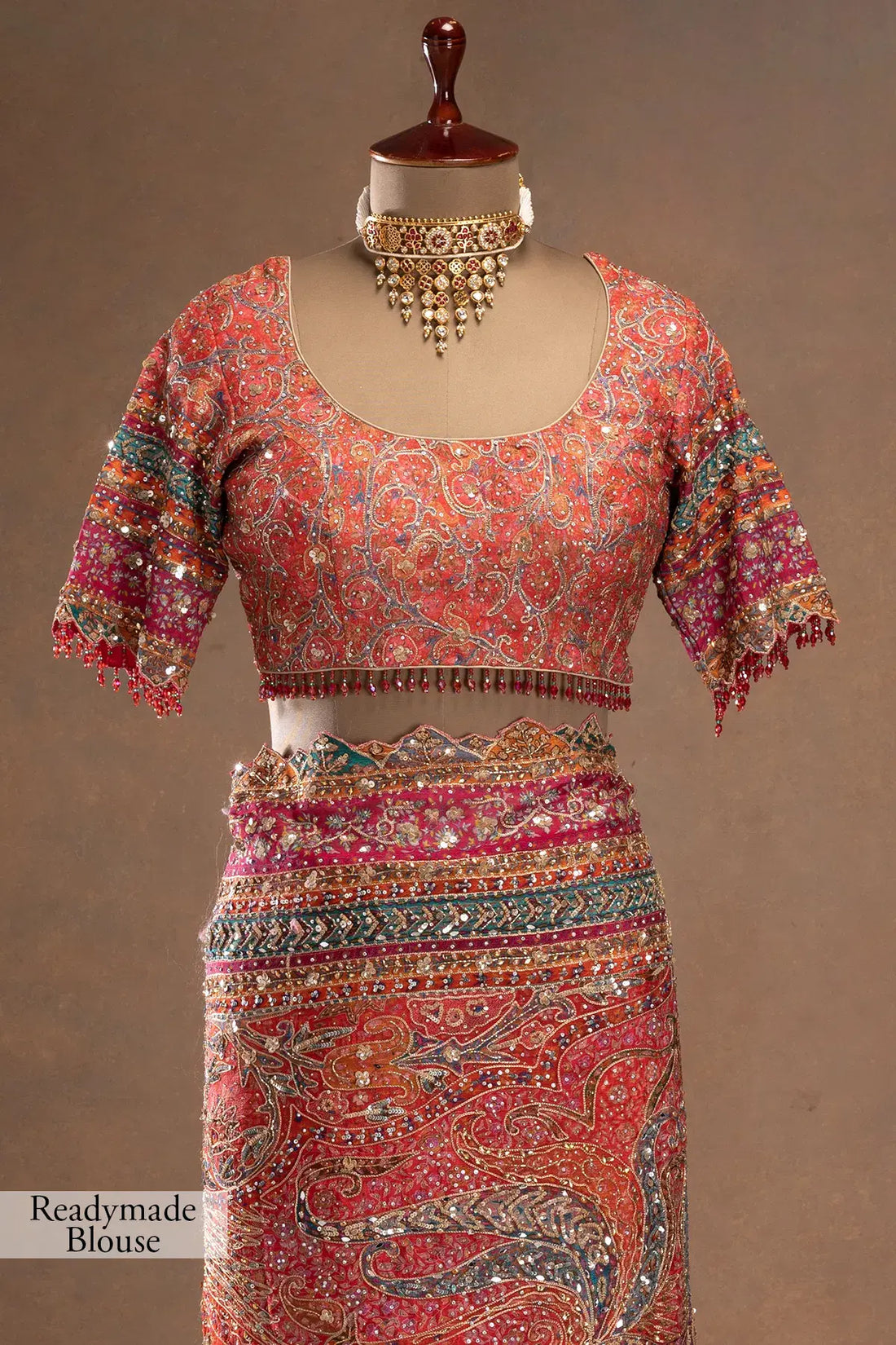 Premium  Multicolor Crepe Printed Designer Saree with Embroidered- By Reet Lifestyle
