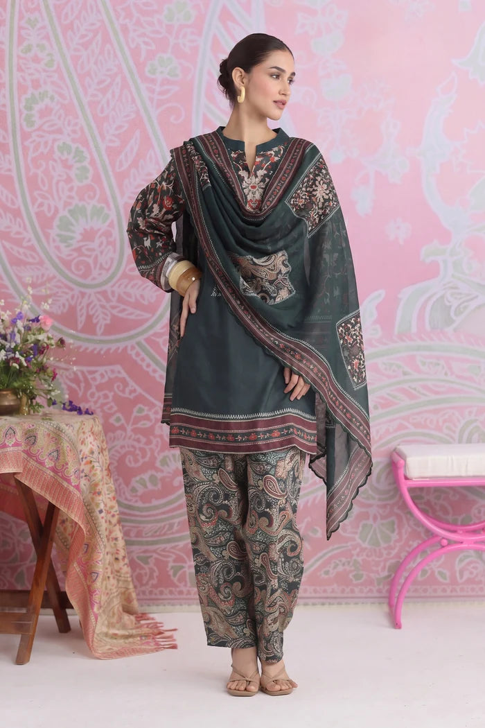 Ikat Printed Lawn Cotton Co-ord Set with Farsi Pants