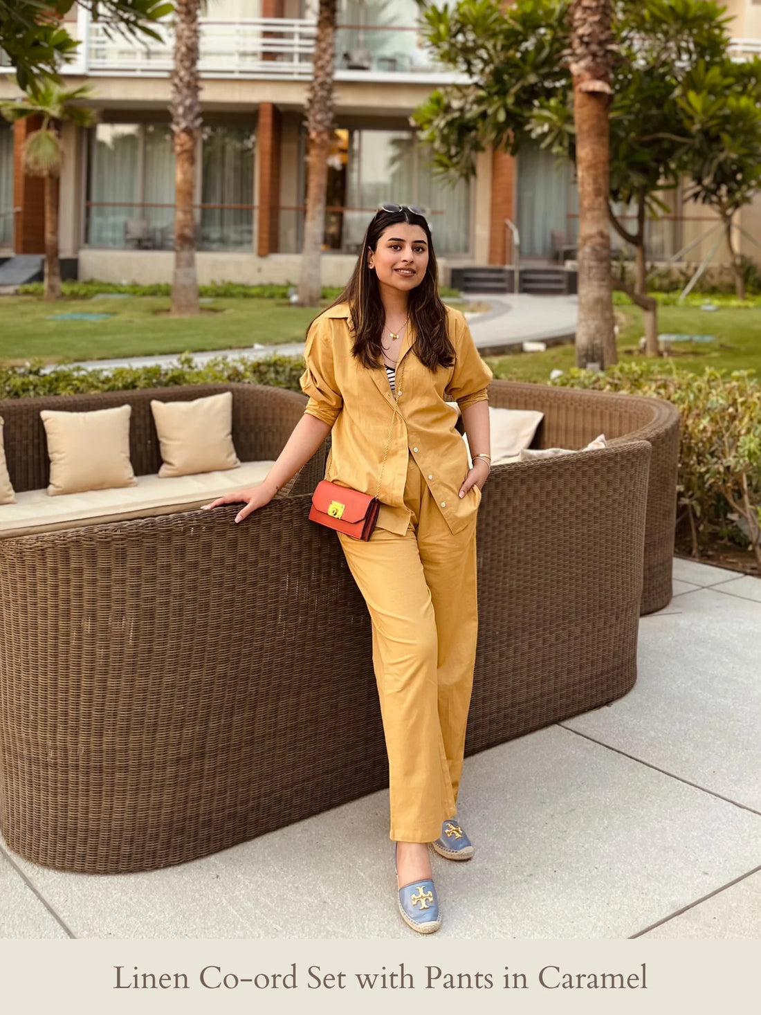 Caramel Linen Cotton Coord Set with Pants