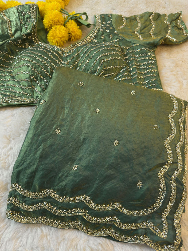 Garnet Red Fendy Silk Saree with blouse - By Reet Lifestyle