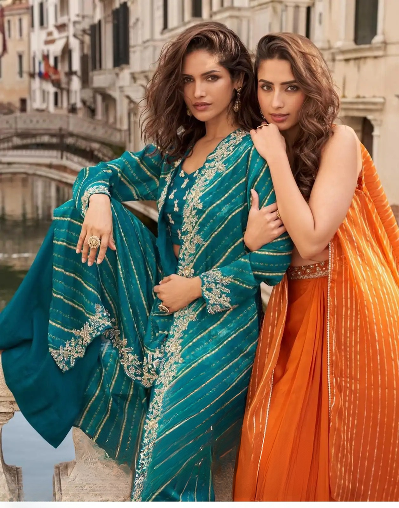 Chinnon Silk Embroidered Western Set