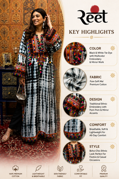 Hand Tie-Dye Chogha Kaftan Set