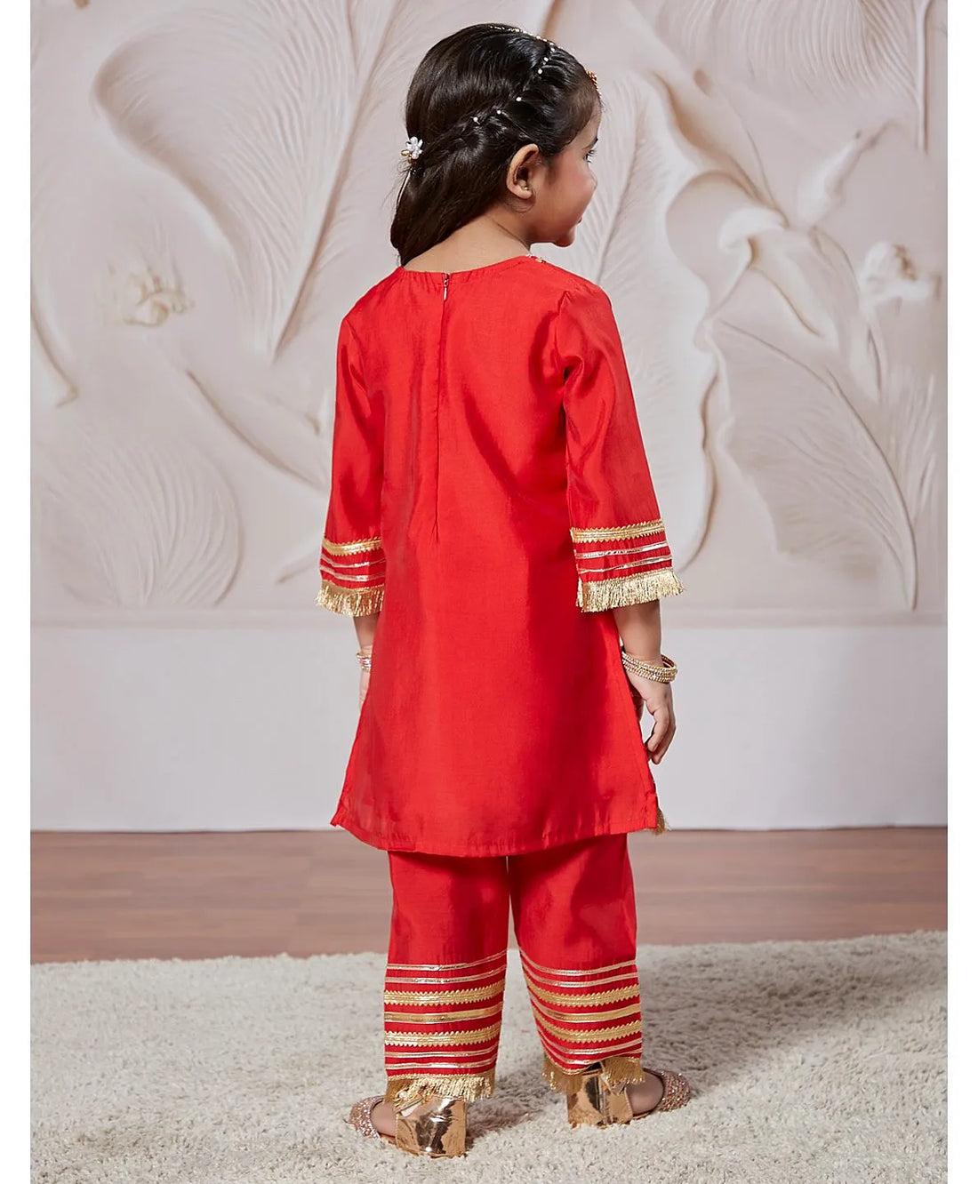 Yellow Silk Blend Lace Kurta Pant Set