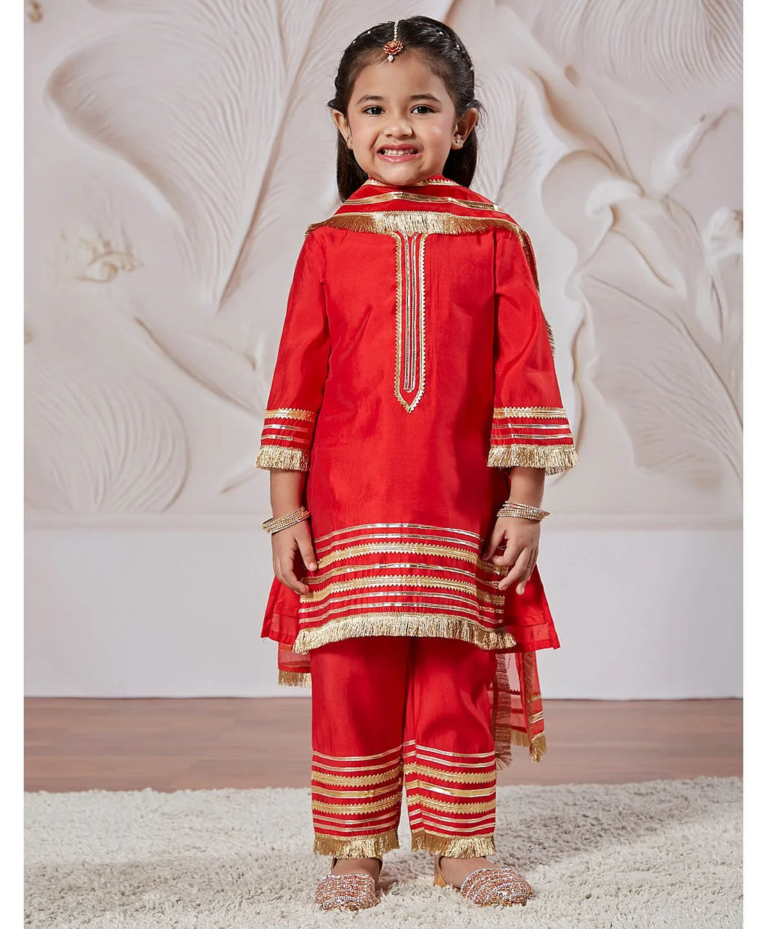 Yellow Silk Blend Lace Kurta Pant Set