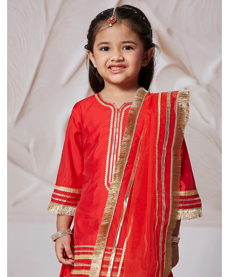 Yellow Silk Blend Lace Kurta Pant Set