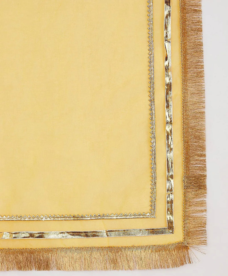 Yellow Silk Blend Lace Kurta Pant Set