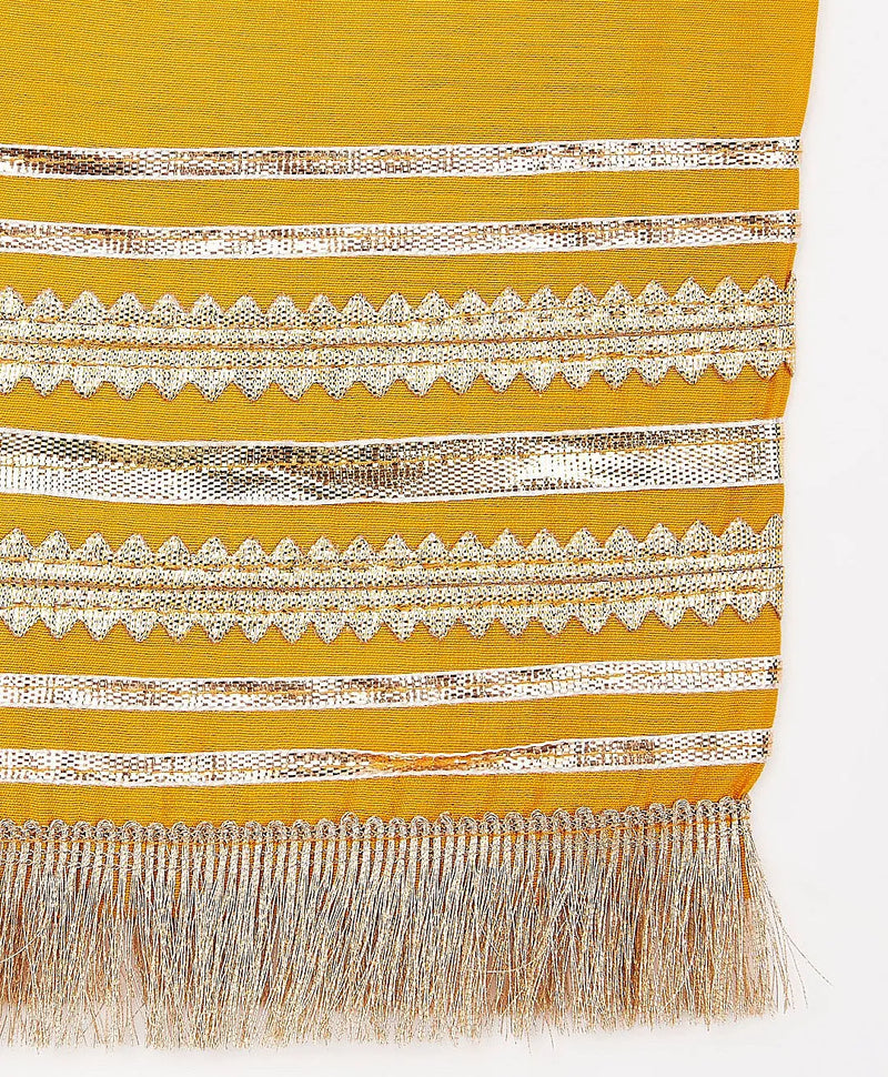 Yellow Silk Blend Lace Kurta Pant Set