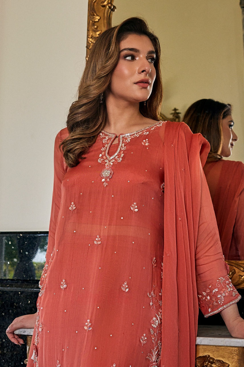 Ziva Rust Handwork-Palazzo Set - By Reet Lifestyle