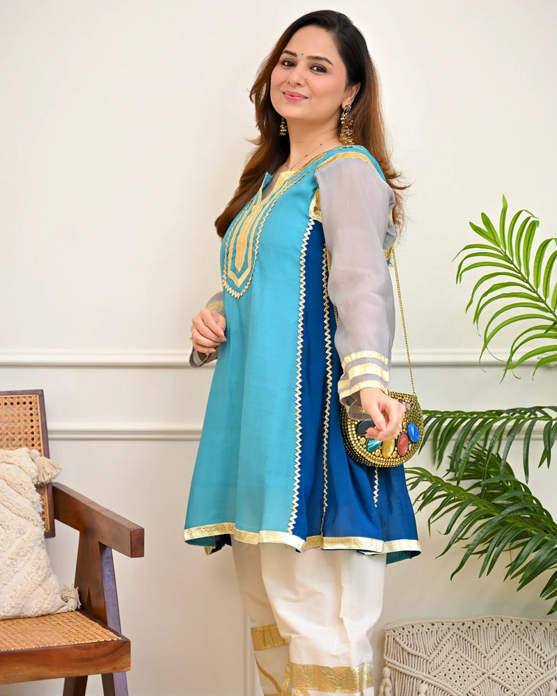 Zariya Aqua Festive A-Line Kurta Set