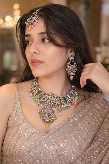 Noor-e-Mahal Navratan Necklace Set