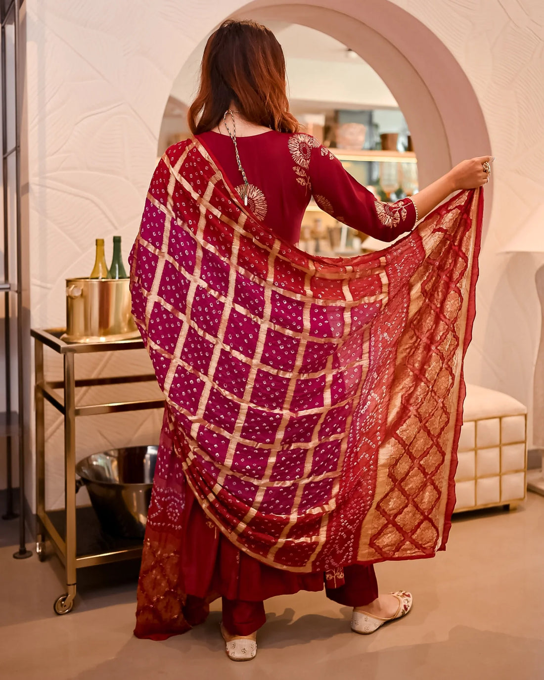 Rajnandini Angrakha Bandhej Suit Set