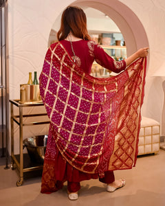 Rajnandini Angrakha Bandhej Suit Set