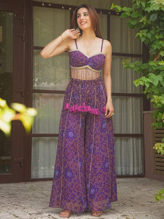 Jamuni Bandhej Tassel Palazzo Set