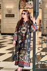 Black Botanical Print Luxe Kaftan Dress
