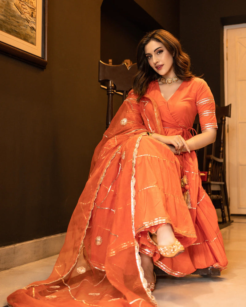 Noor Saffron Festive Anarkali Suit Set