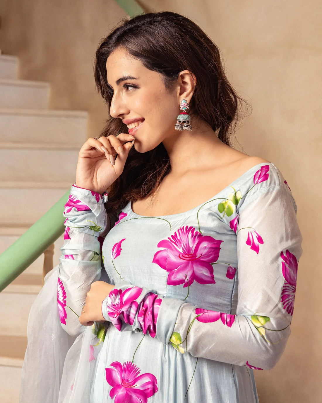 Meher Floral Handpainted Suit Set