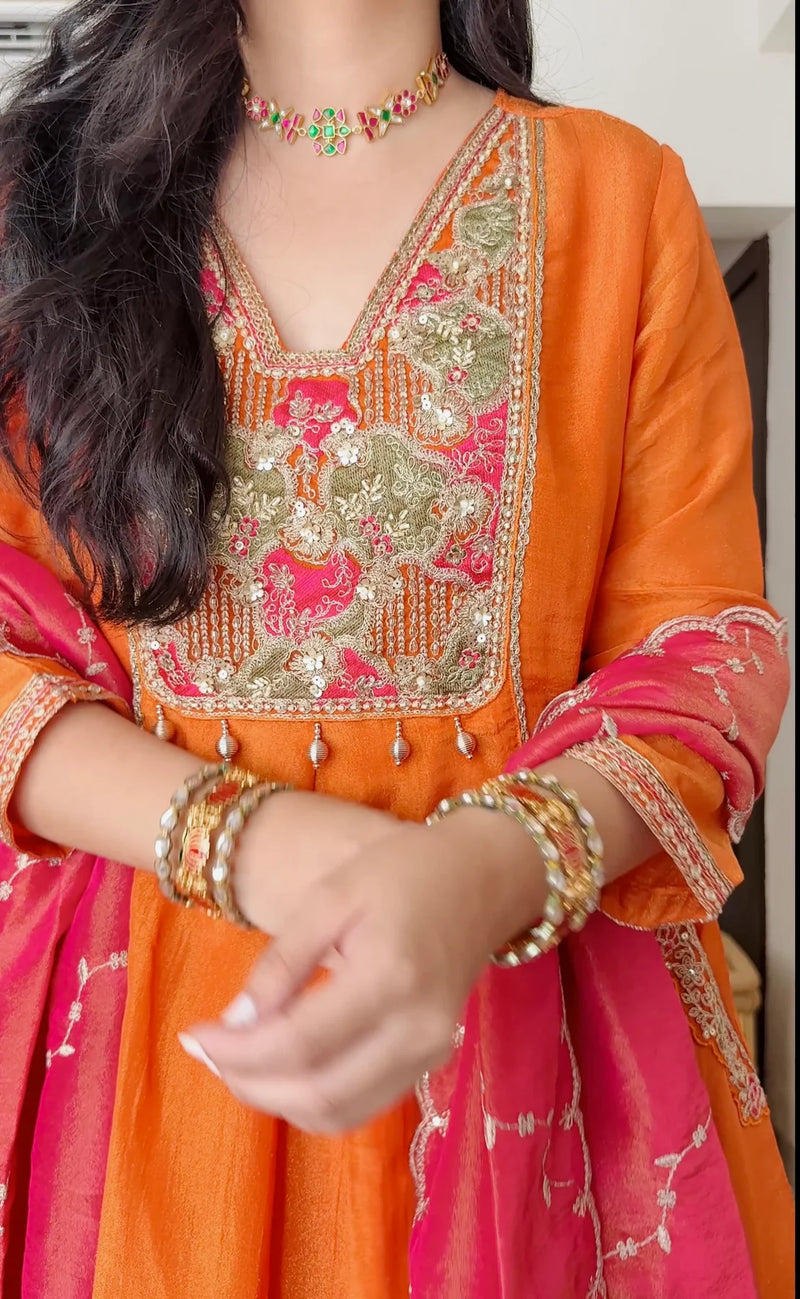 Saanjh Coral Handwork Suit Set