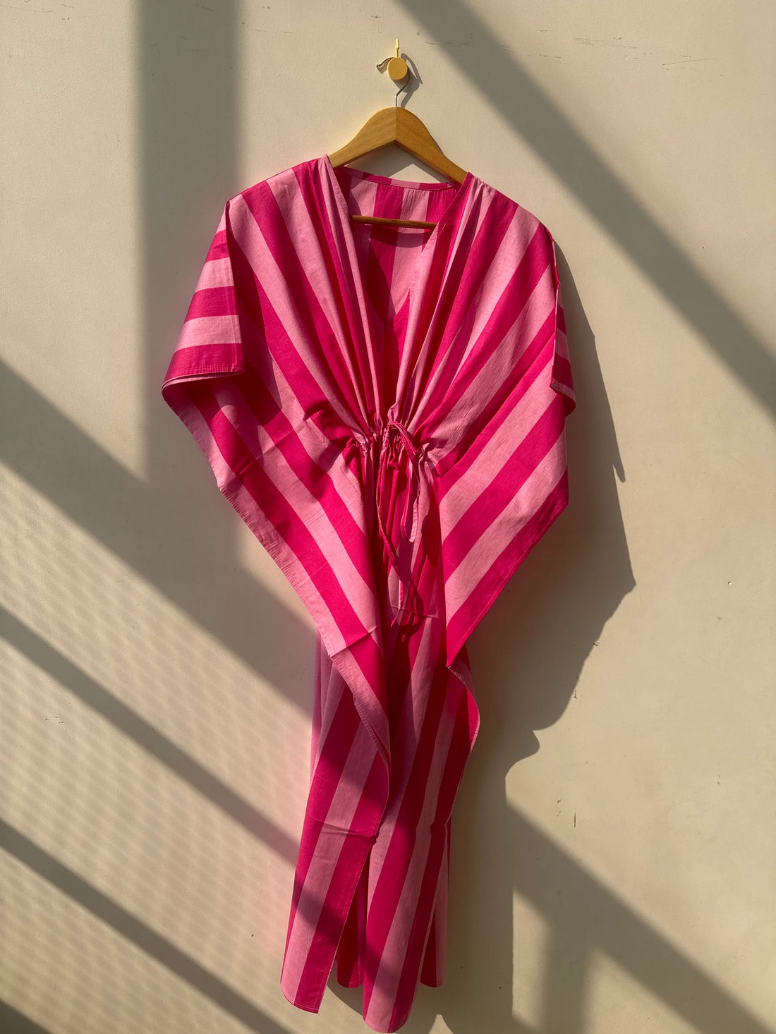 Sunset Pink Striped Long Kaftan Dress