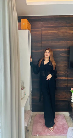 Noir Veil Sheer Overlay Co-ord Set