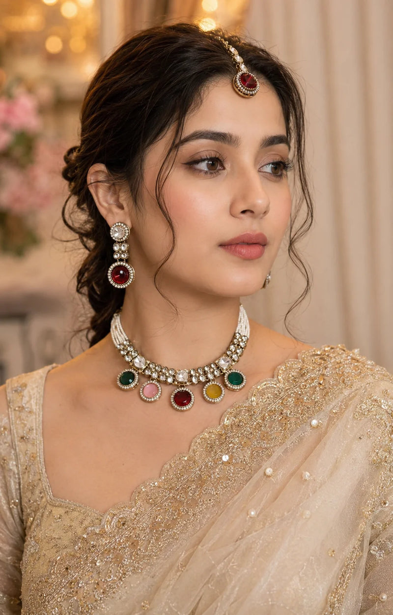 Rajwada Heritage Polki Necklace/Chocker Set