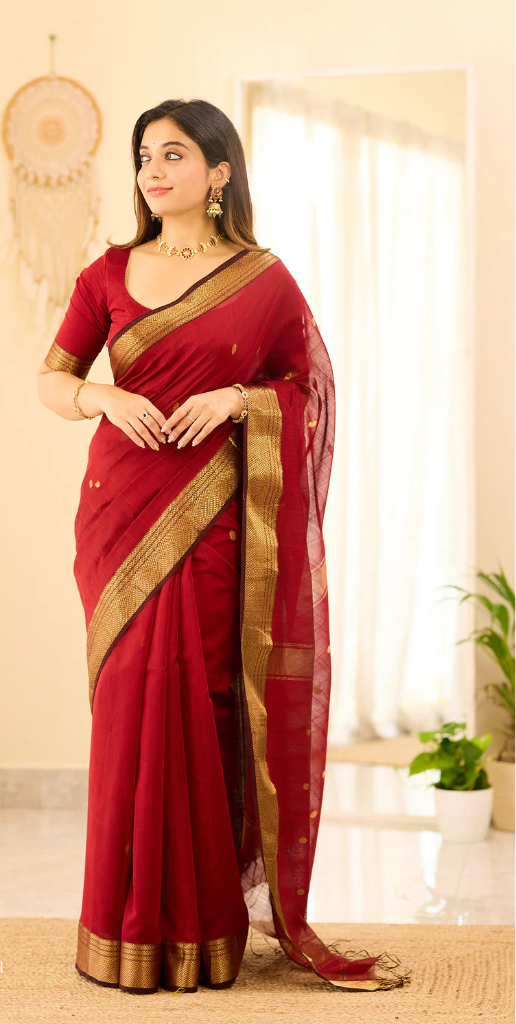 Maheshwari Silk Handloom Cotton Saree