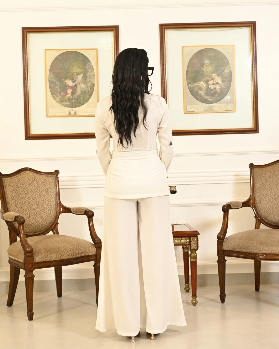 White Beaded Blazer Co-ord Set