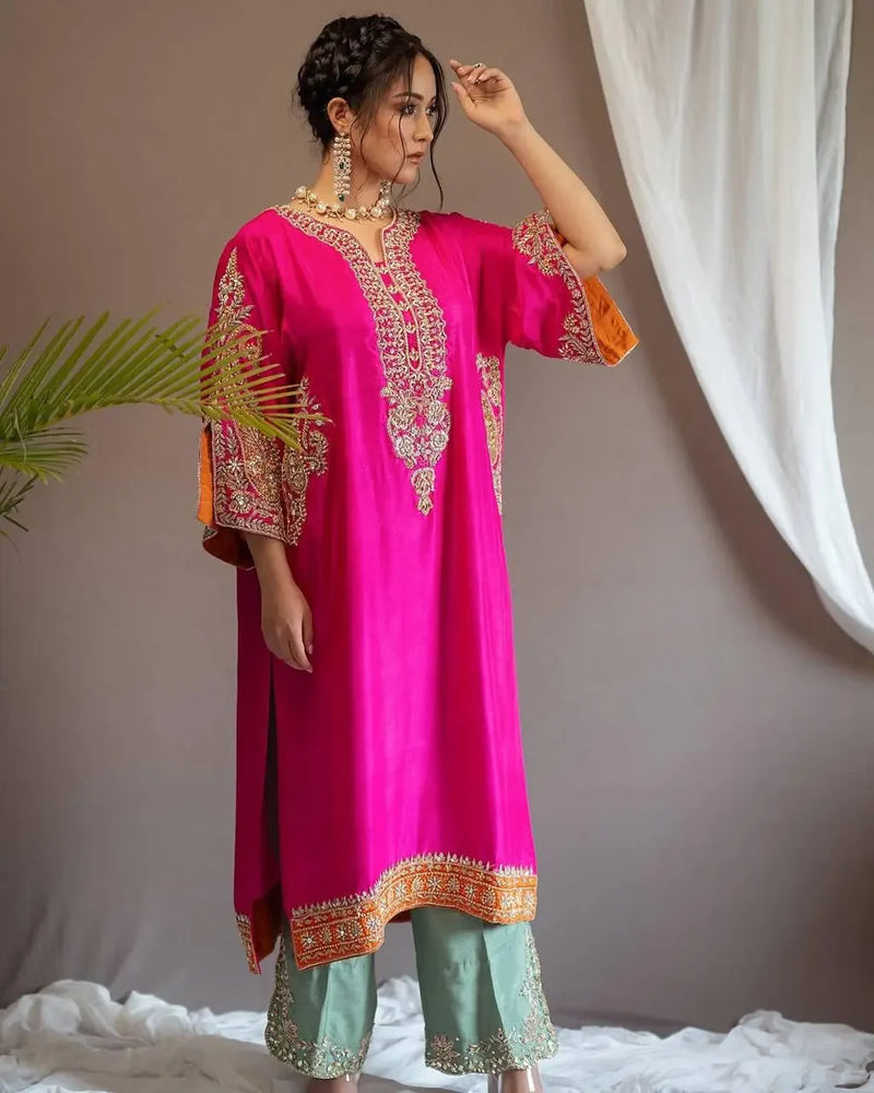 Heavy Chinon Sequence Kurti Palazzo Set – By Reet Lifestyle