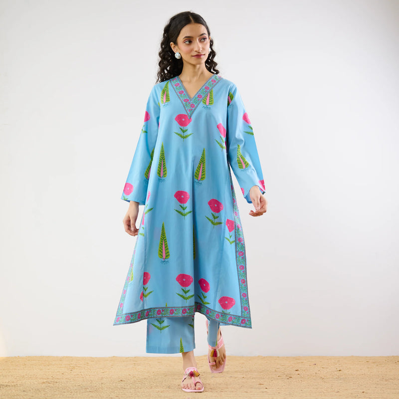 Begum’s Bagh Printed Co-ord Set in Baby Pink- By Reet Lifestyle