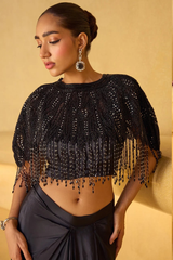 Black Dazzle in Noir Crepe Skirt Set