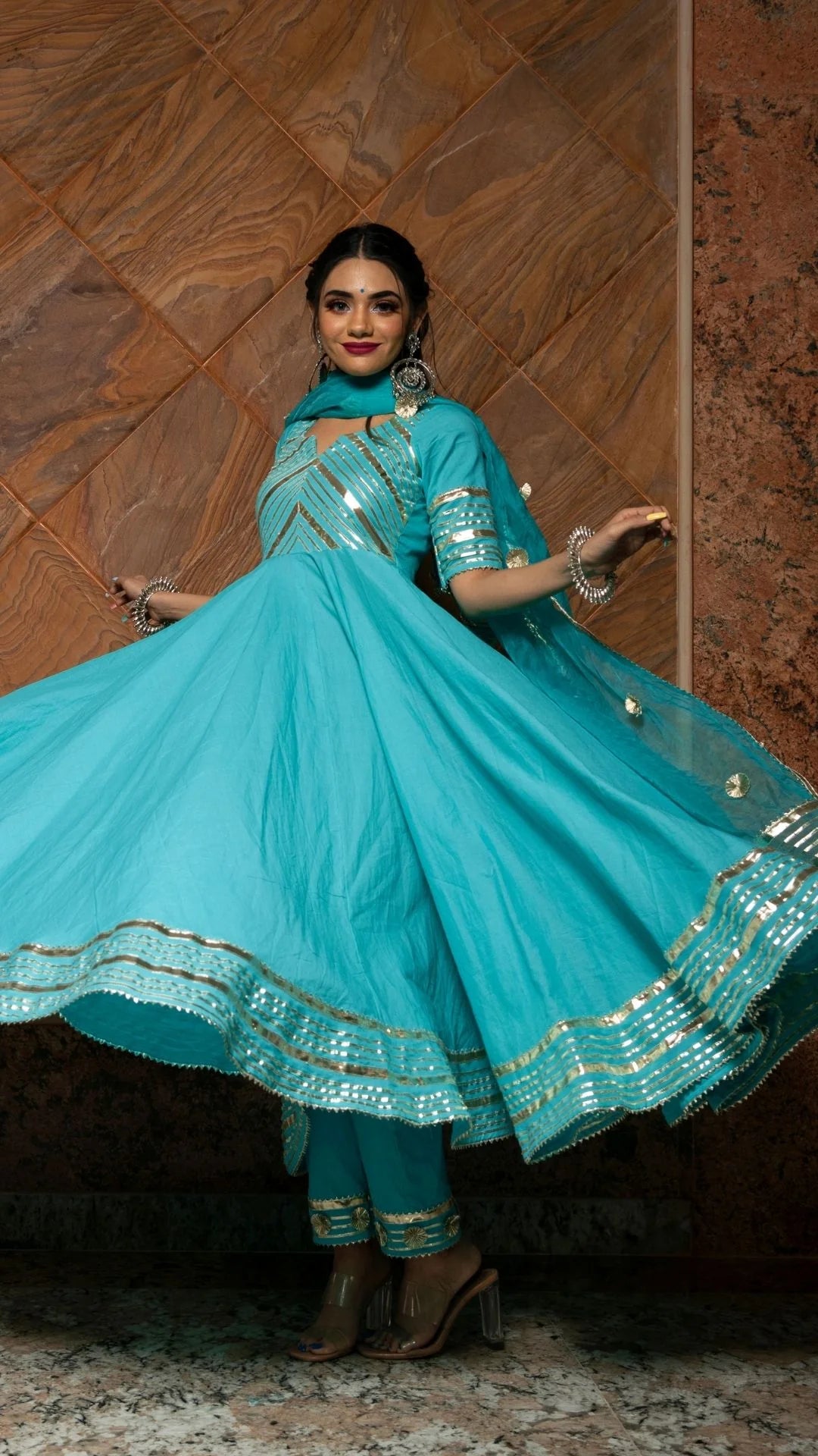Blue Anarkali outfit