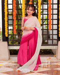 Pink Petunia Muslin Silk Pre-Draped Saree