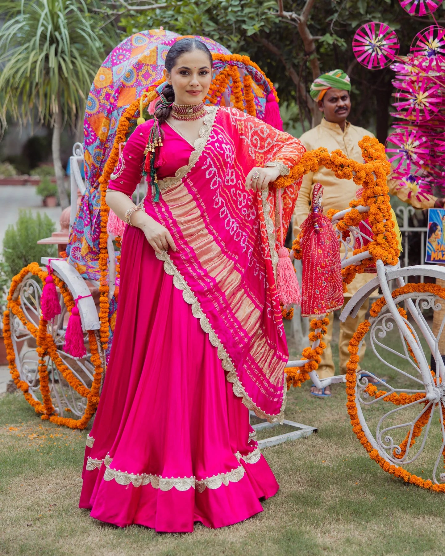 Elegant Pink Satin Lehenga Set with Stitched blouse
