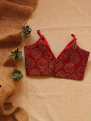 Maroon Cotton Ajrakh Padded Blouse