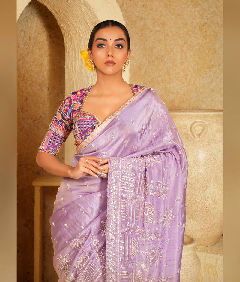 Violet Vogue Saree With Amethyst Abode Blouse
