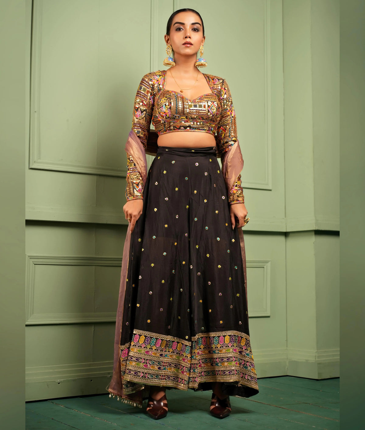 The Fiery Flair Palazzo And Blouse Set