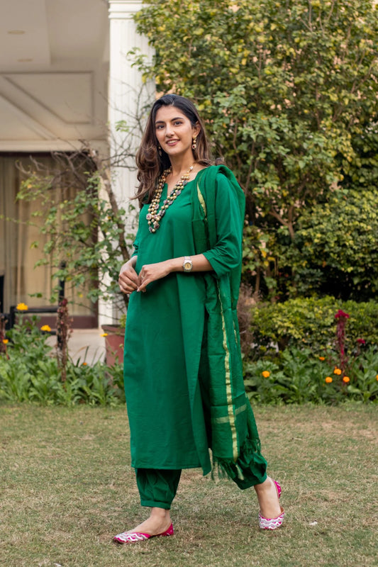 Bottle Green Doria Set- By Reet Lifestyle
