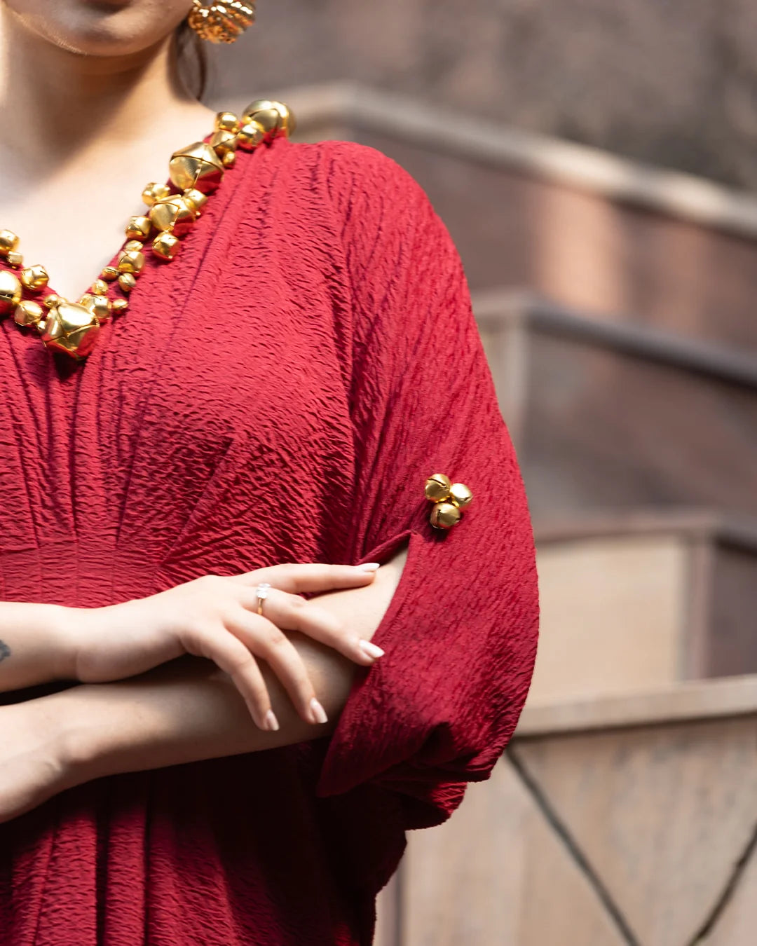Siyah Mehr Ghungroo Draped Kaftan Gown