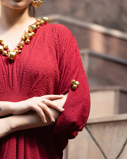 Siyah Mehr Ghungroo Draped Kaftan Gown