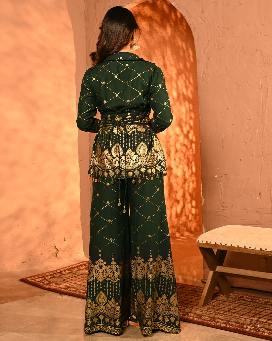 Copper Luxe Embroidered Blazer Co-Ord Set