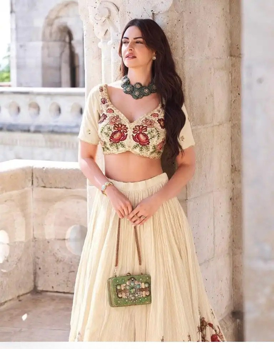 Chinon Silk Embroidered Lehenga Choli