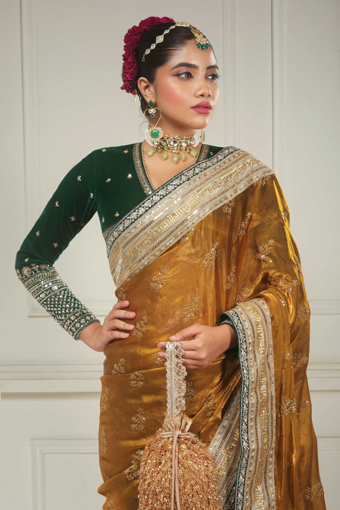 SUNEHARI SILHOUETTE SAREE WITH GARDEN GRANDEUR BLOUSE