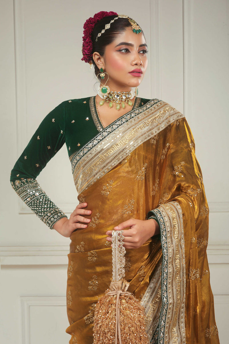 SUNEHARI SILHOUETTE SAREE WITH GARDEN GRANDEUR BLOUSE