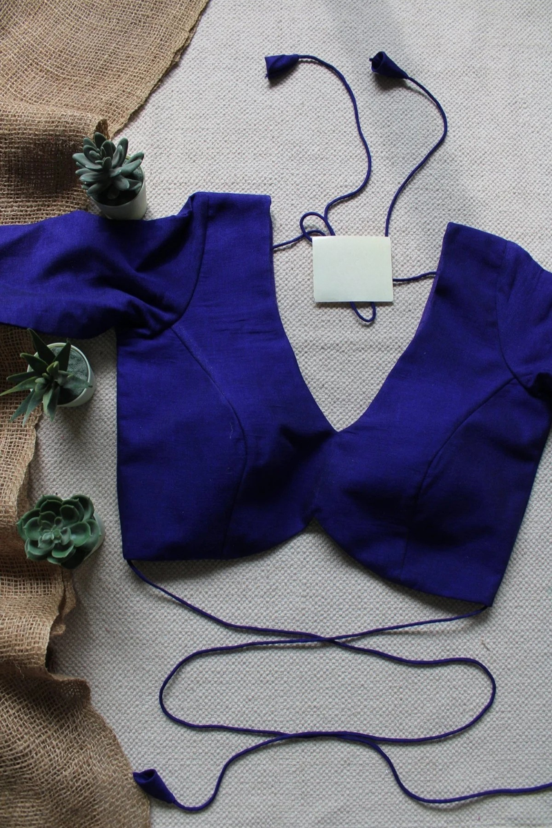 Blue Blouse Shadow Padded Cotton Blouse