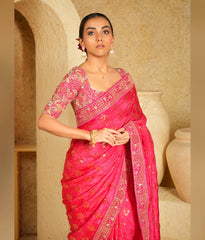 Berry Bewitch Saree With Florid Fuchsia Blouse