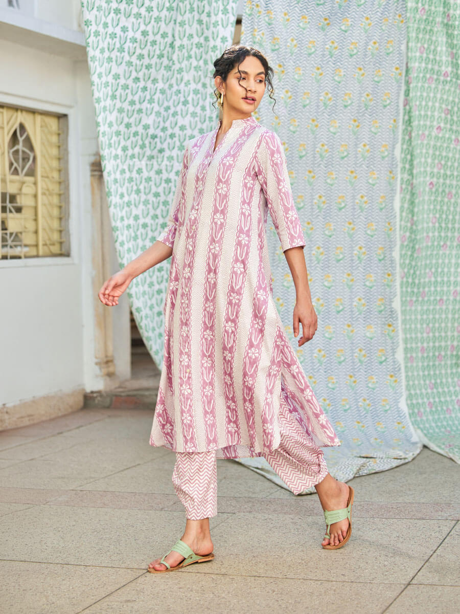 Cotton Kurta pink  & Pant Set- By Reet Lifestyle