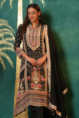 Black Zarreen Noir Crepe Suit Set