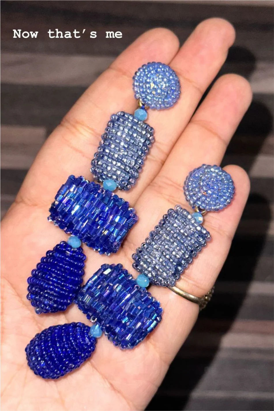Electric Blue Seed Bead Dangler Earrings