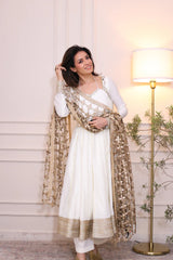 Pearl Majesty Anarkali Set with Dupatta – By Reet Lifestyle